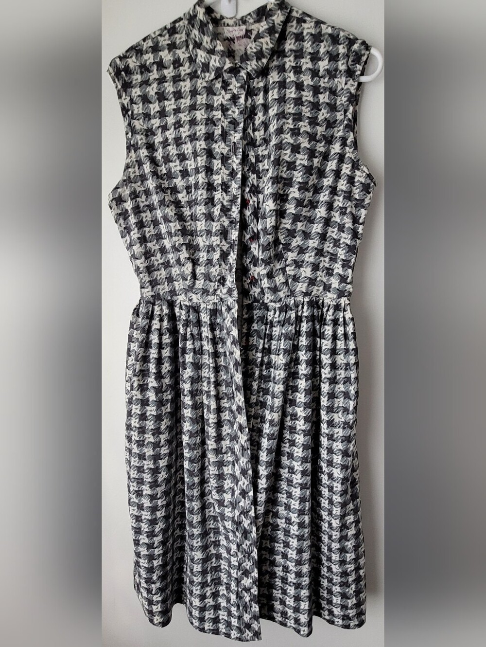 Vintage Joyce Lane Women Black & White Houndstooth Sleeveless Dress Size OS